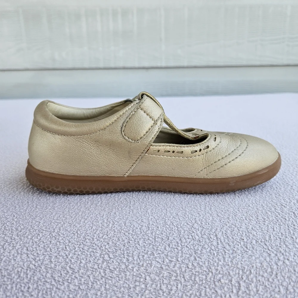 Livie & Luca Amica T Strap Mary Jane Shoe Girl SZ 12 Gold Hook & Loop Dress